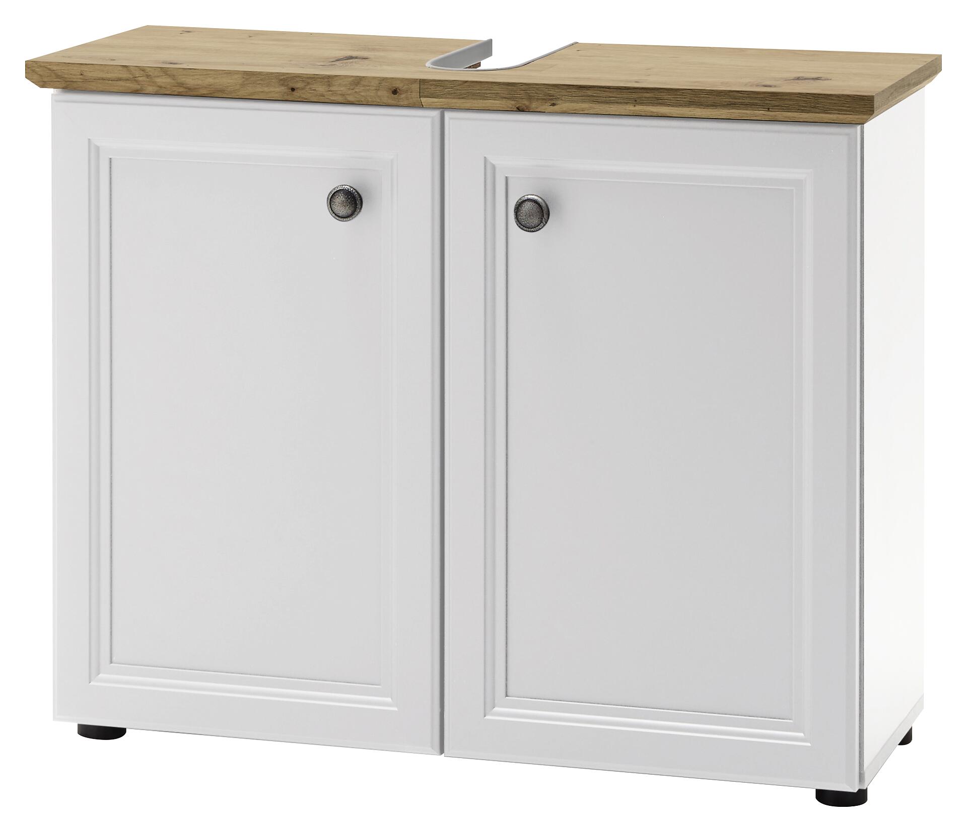 Waschbeckenunterschrank Toskana weiß Eiche Artisan Nachbildung B/H/T: ca. 84x67x32 cm Waschbeckenunterschrank Toskana weiß Eiche Artisan Nachbildung B/H/T: ca. 84x67x32 cm