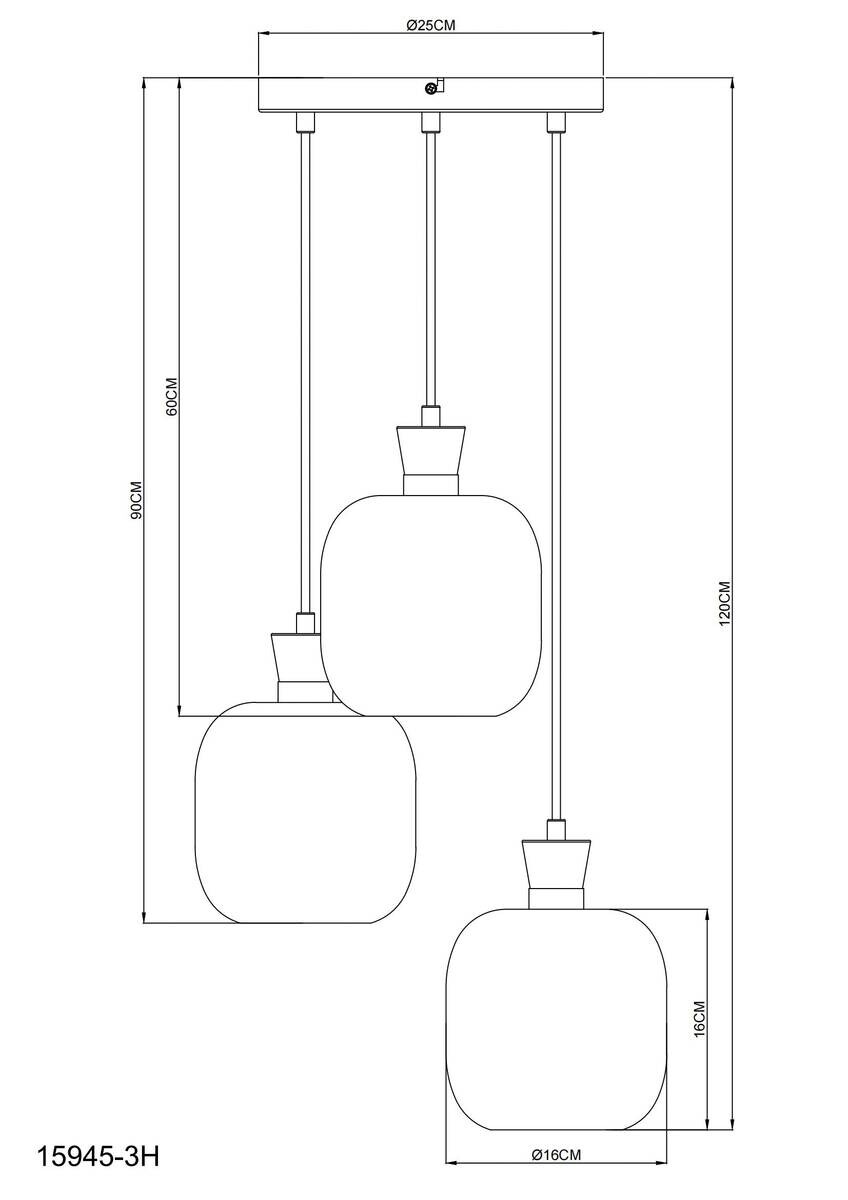 GLOBO Hängeleuchte schwarz Chrom Glas Metall B/H/L: ca. 21x37x37 cm E14 3 Brennstellen