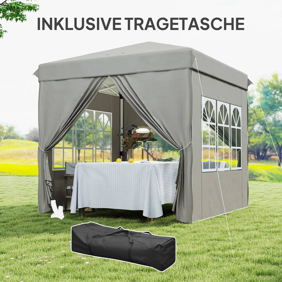 Outsunny Pavillon hellgrau Polyester B/H/L: ca. 248x270x248 cm