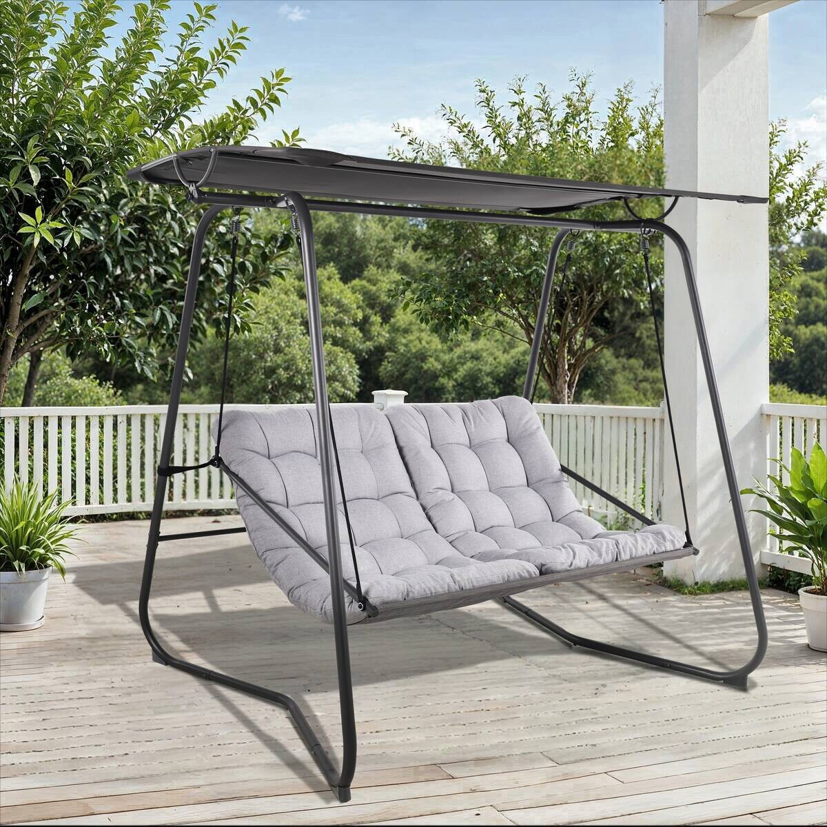 POCOline Hollywoodschaukel hellgrau Stahl B/H/L: ca. 151x195x220 cm