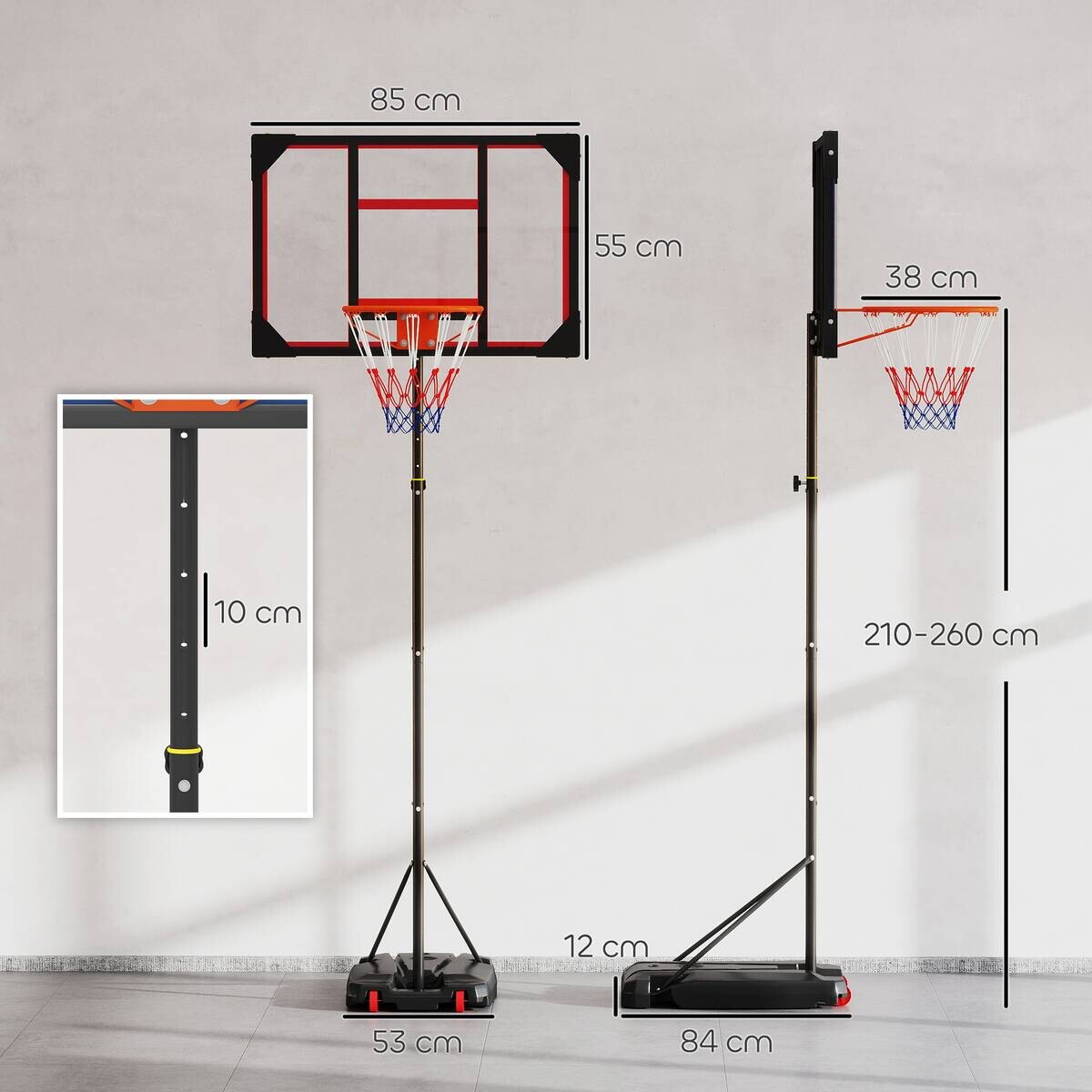 AIYAPLAY Basketballkorb für Kinder rot B/H/L: ca. 53x306x82 cm
