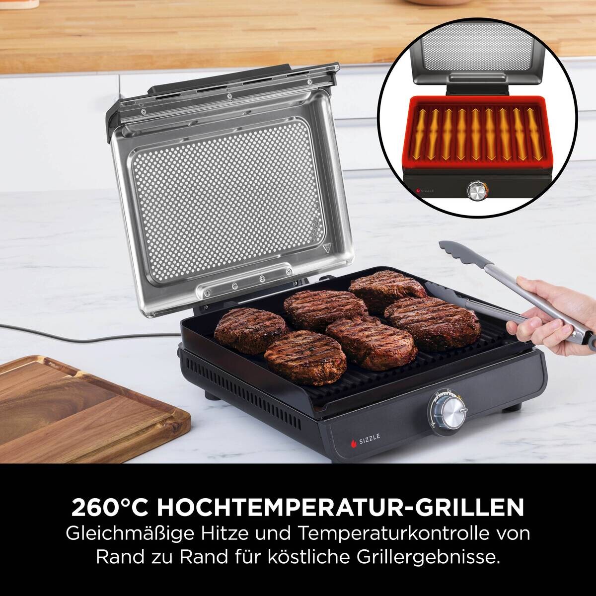 Ninja Grillplatte schwarz Edelstahl Aluminium B/H/L: ca. 7x13x37,5 cm