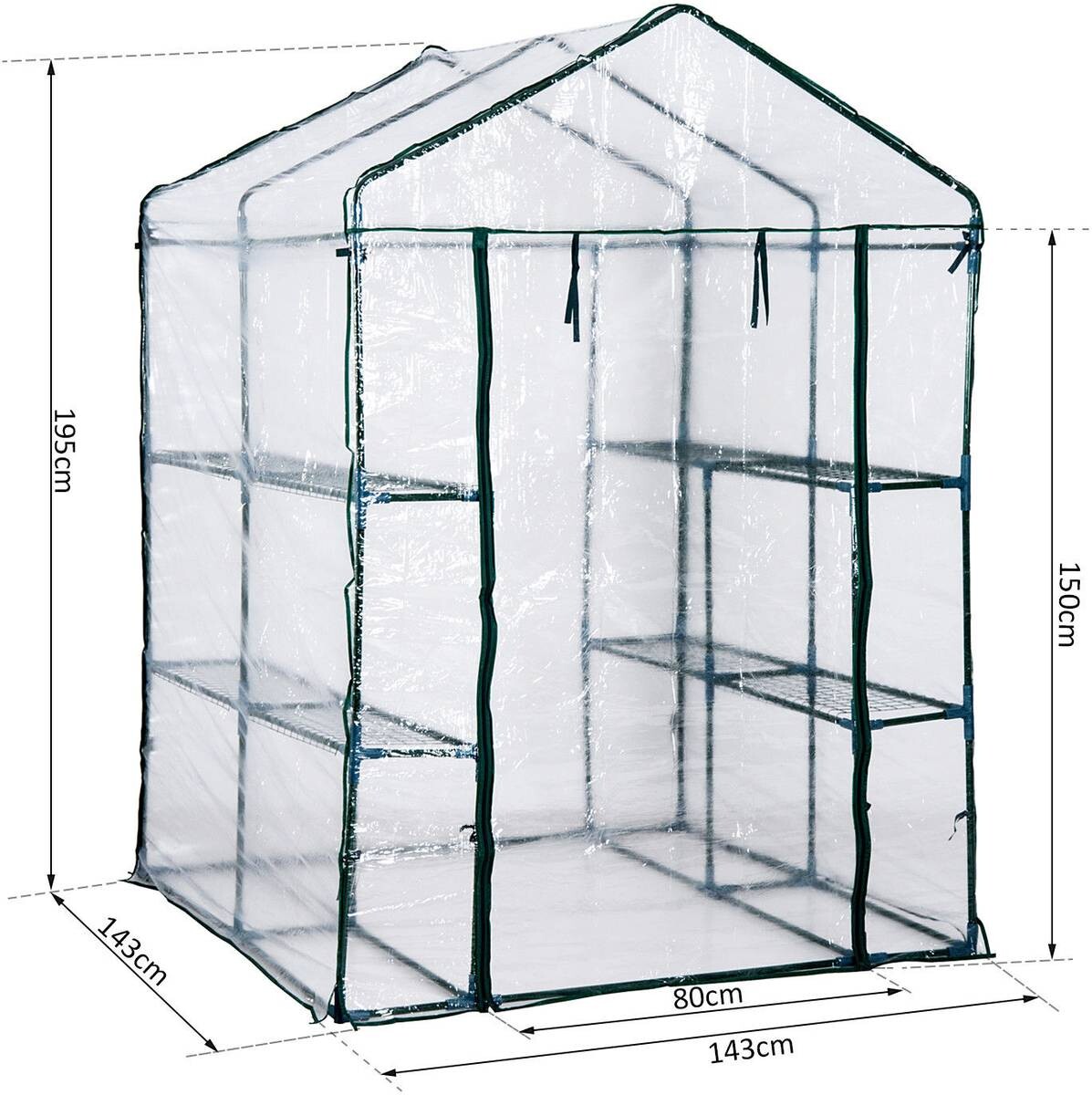Outsunny Gewächshaus B/H/L: ca. 143x195x143 cm