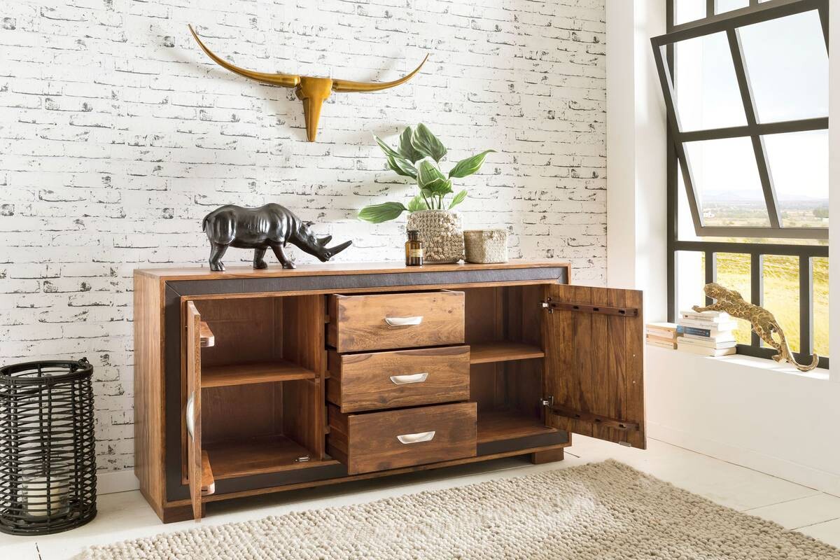 Sideboard natur schwarz B/H/T: ca. 160x80x44 cm