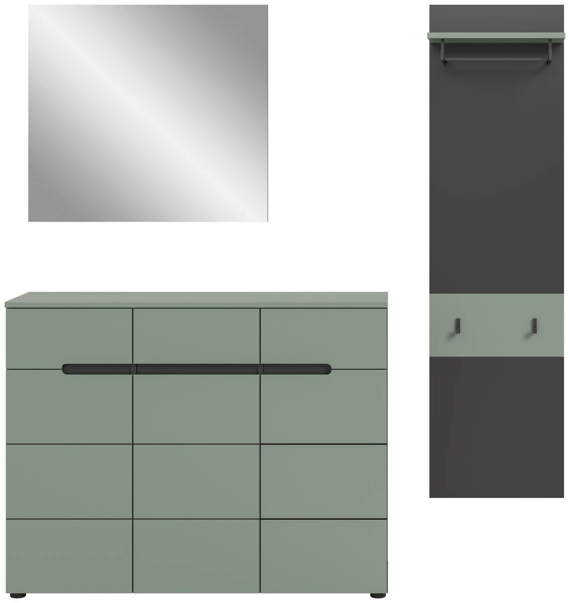 Garderobe Canu grün basaltgrau Nachbildung B/H/T: ca. 180x190x37 cm