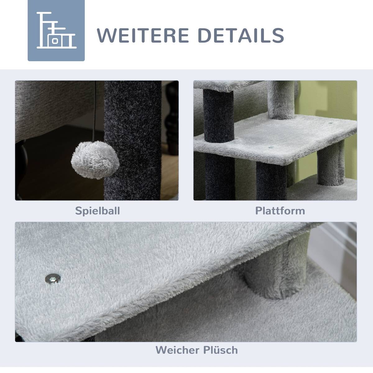 PawHut Haustiertreppe grau Spanplatte B/H/L: ca. 40x66x60 cm