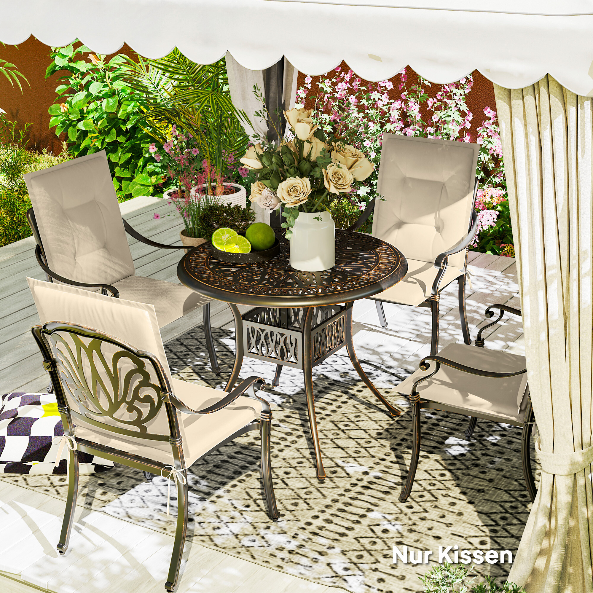 Outsunny Sitzkissen 4er Set beige Polyester B/H/L: ca. 50x5x108 cm