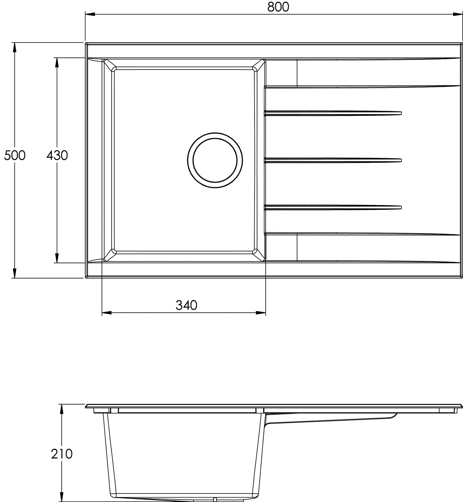 Respekta Einbauspüle Houston 80 x 50 G Beton grau Mineralite B/H/T: ca. 80x21x50 cm
