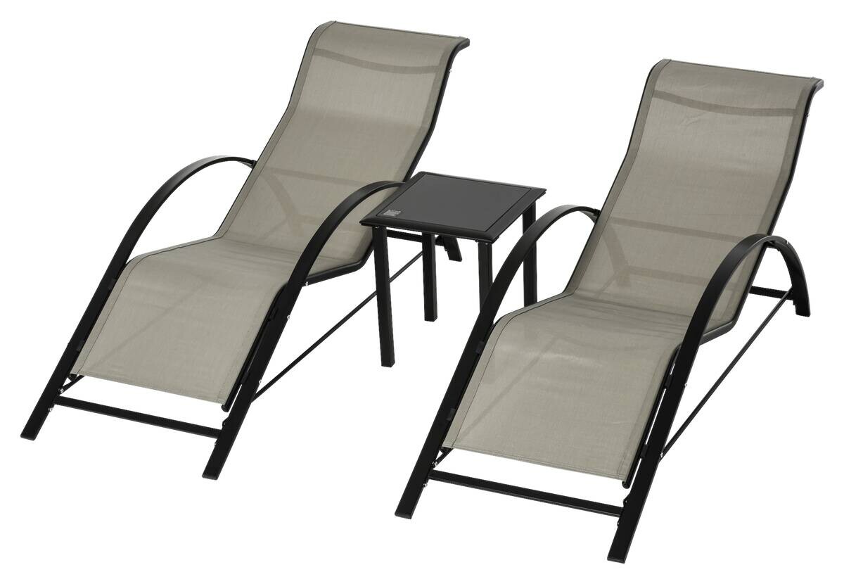 Outsunny Gartenliege schwarz Edelstahl B/H/L: ca. 169x59x66 cm