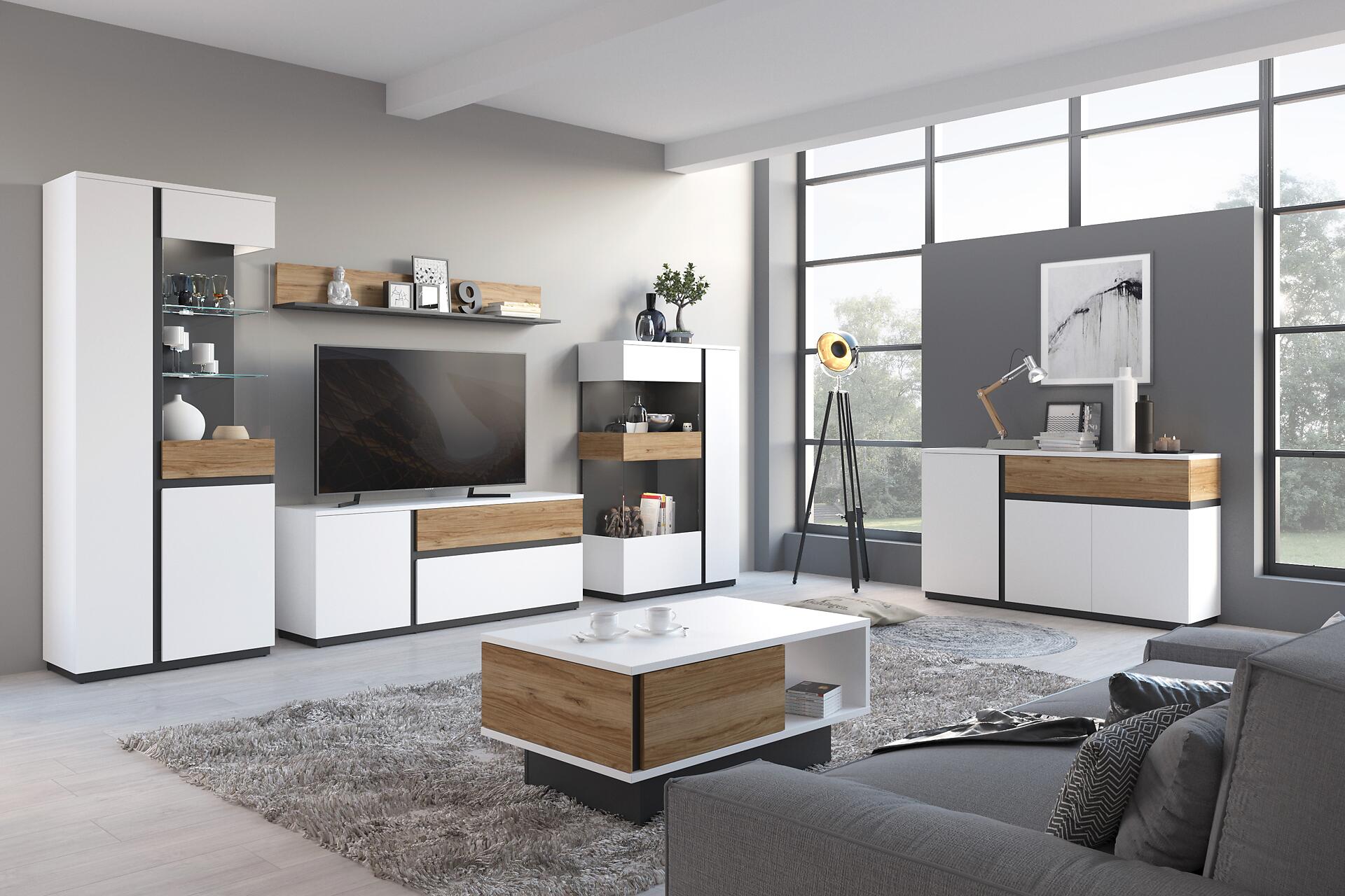 Wandboard Novena Eiche Catania Nachbildung schwarz matt B/H/T: ca. 160x23x22 cm