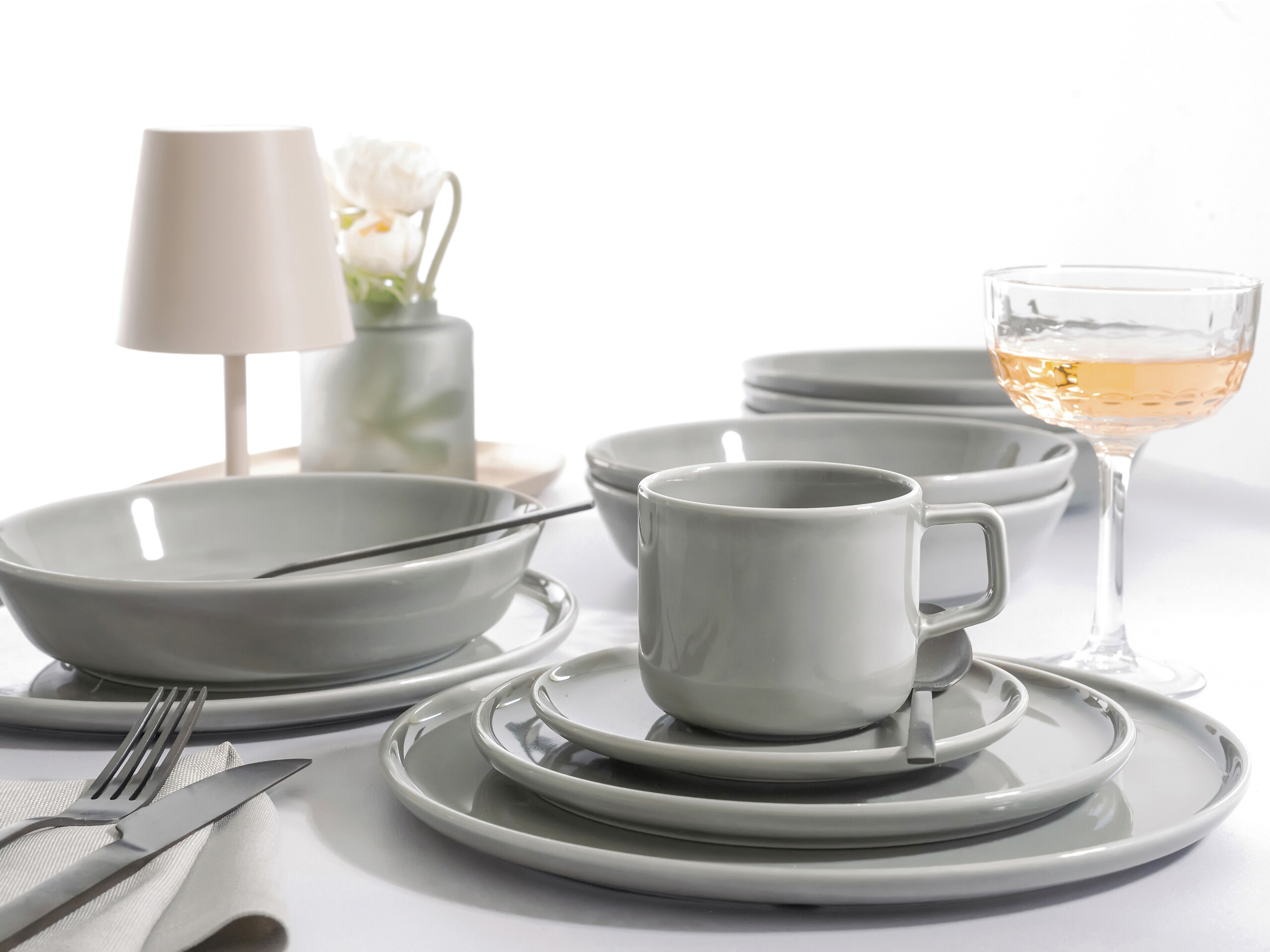 CreaTable Kombiservice Chef Collection grau Porzellan 30 tlg.