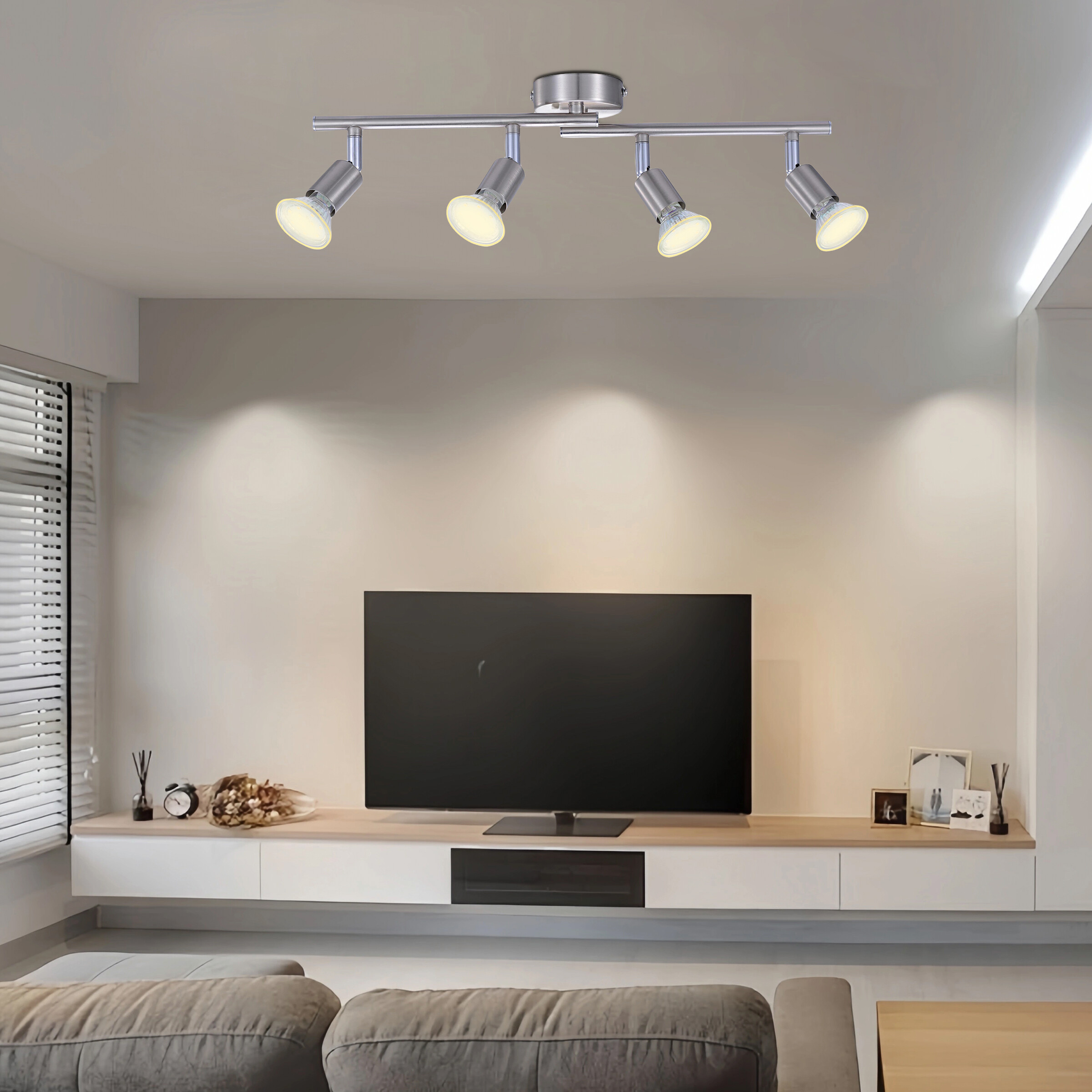 POCOline Spotbalken Boris nickel B/H/L: ca. 50x8x10 cm 4 Brennstellen