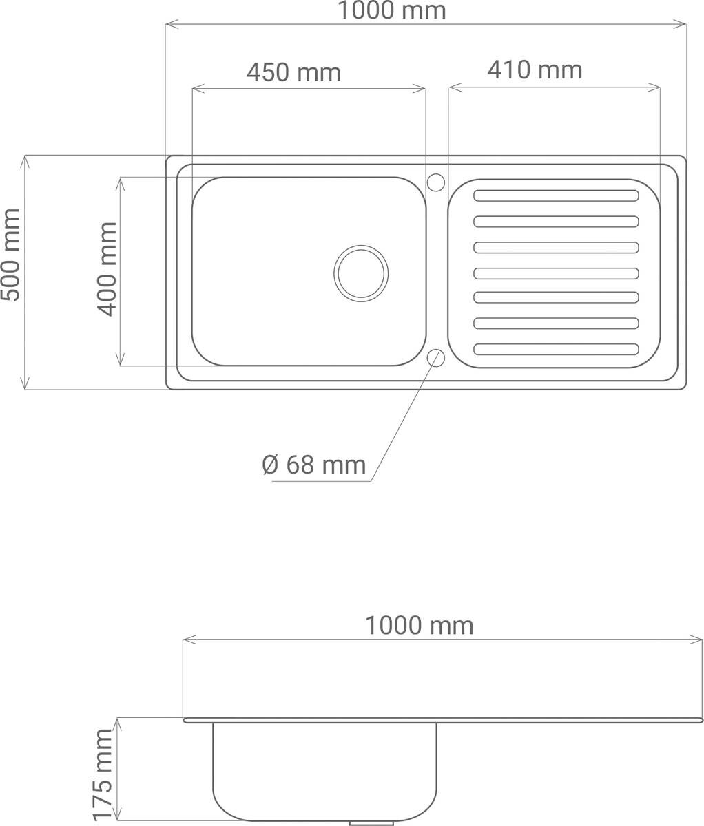 Respekta Einbauspüle Riverside Edelstahl B/H/T: ca. 100x17,5x50 cm