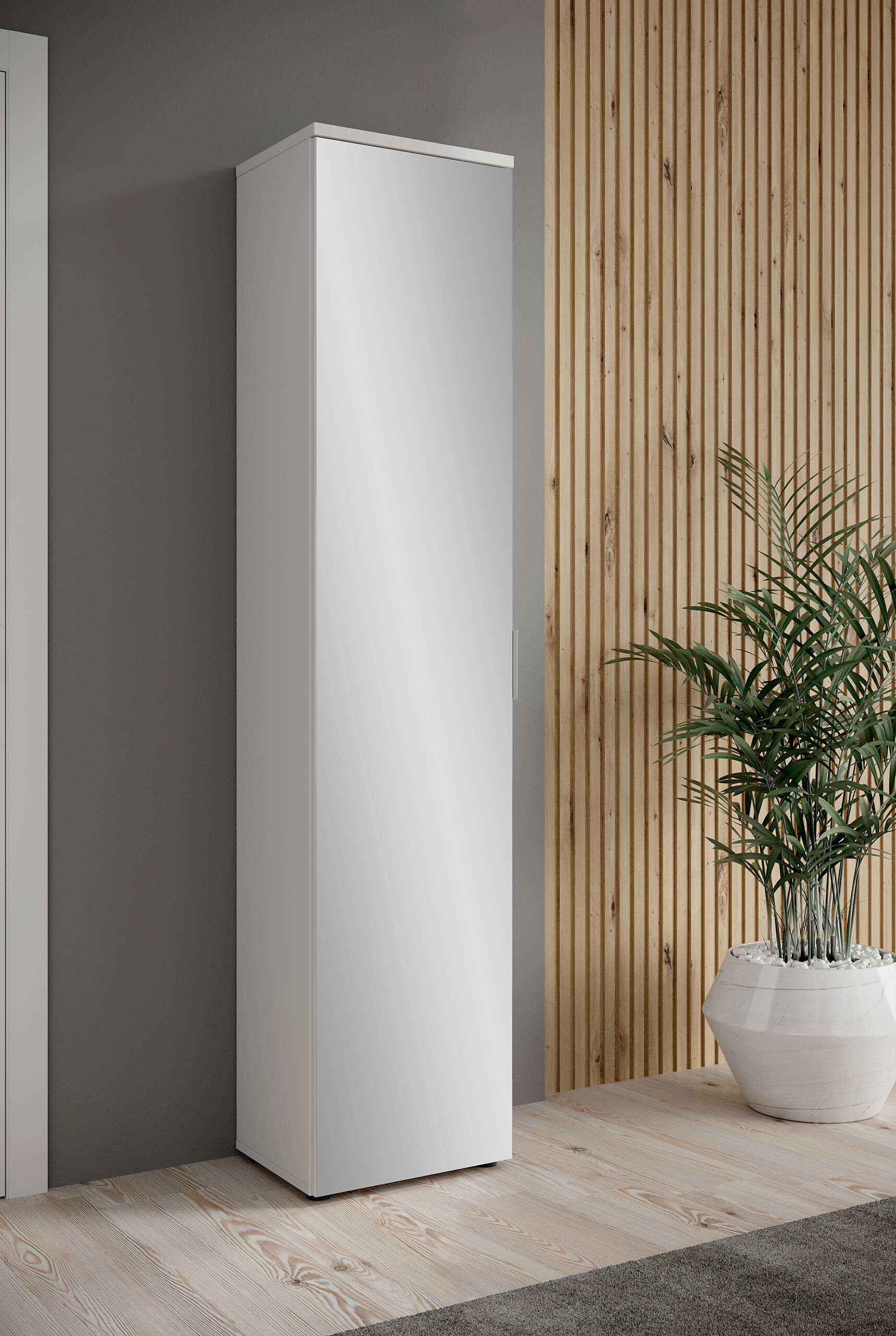 Schuhschrank Lincoln weiß glänzend B/H/T: ca. 50x190x35 cm