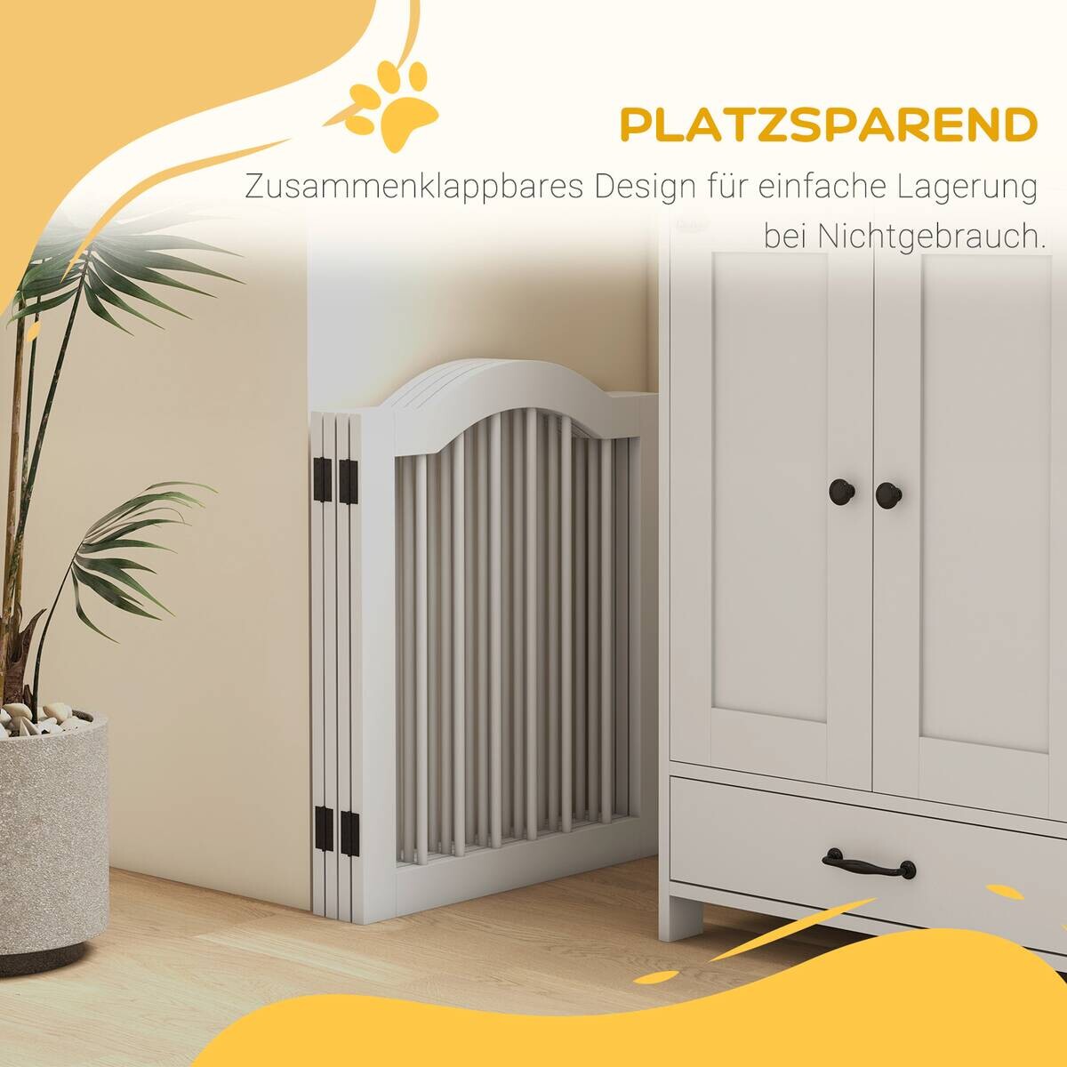 PawHut Schutzgitter weiß MDF B/H/L: ca. 29,5x61x203,5 cm