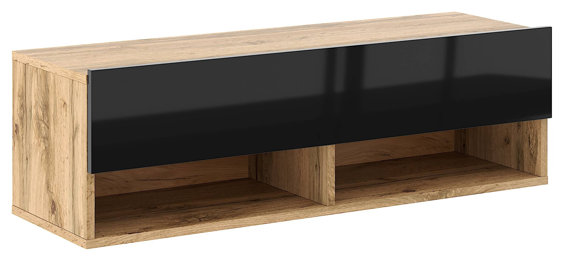 TV-Lowboard TV LOWBOARD DERBY 100 Eiche Wotan Nachbildung schwarz glänzend B/H/T: ca. 100x32,5x31,5 cm