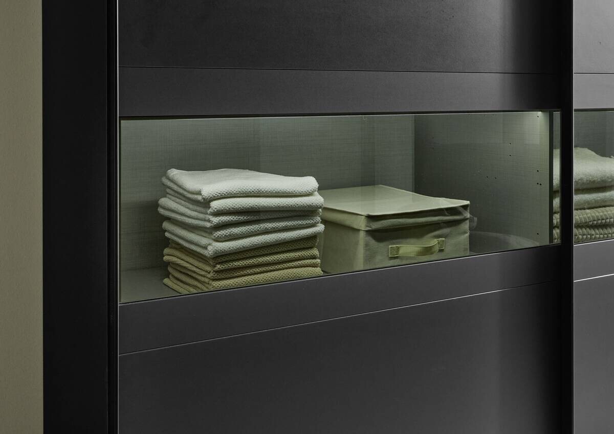 Schwebetürenschrank Easy Plus Black Graphit B/H/T: ca. 225x208x65 cm