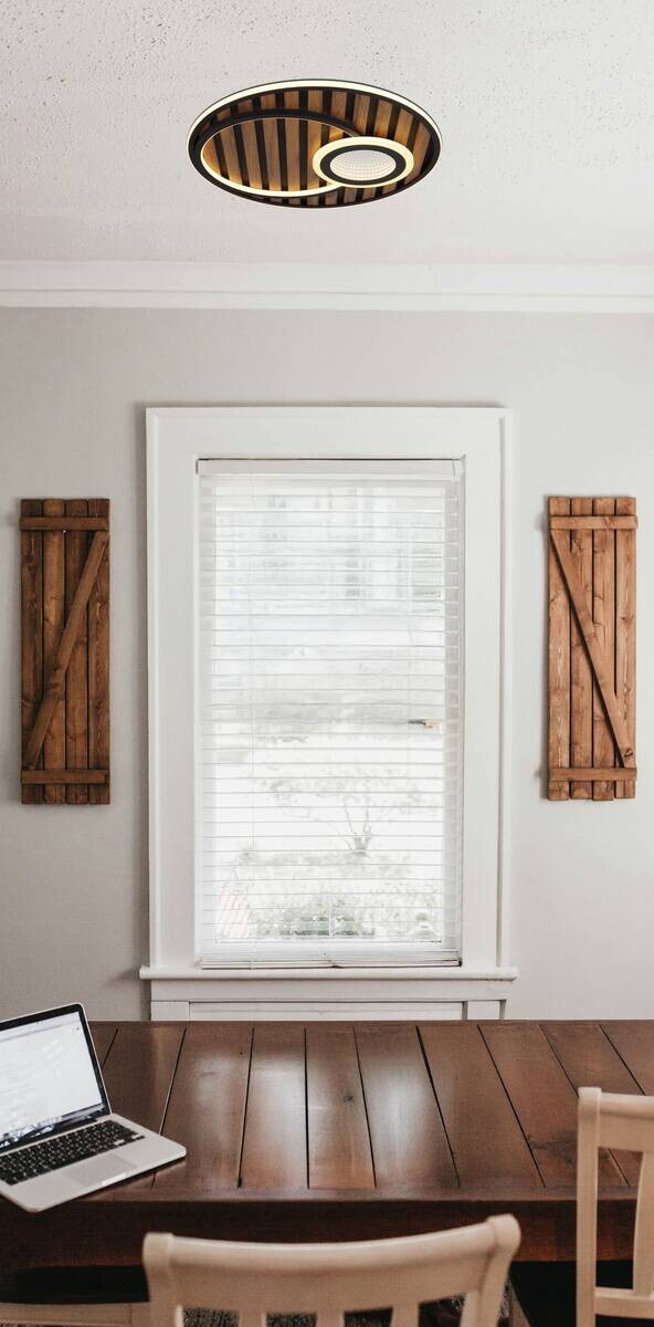 GLOBO Deckenleuchte mattschwarz Opal Metall MDF H/D: ca. 8x50 cm 1 Brennstellen