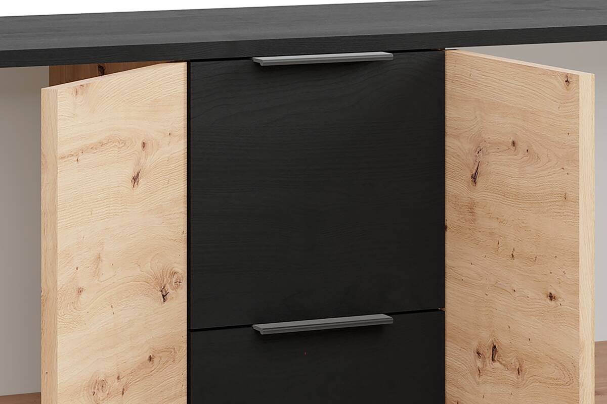 Kommode RIMINI schwarz Eiche Nachbildung B/H/T: ca. 139x80x39 cm Kommode RIMINI schwarz Eiche Nachbildung B/H/T: ca. 139x80x39 cm