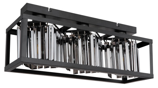 GLOBO Deckenleuchte MATHILDE 15697-3D schwarz klar Metall Acryl B/H/L: ca. 17x20,5x51 cm E27 3 Brennstellen