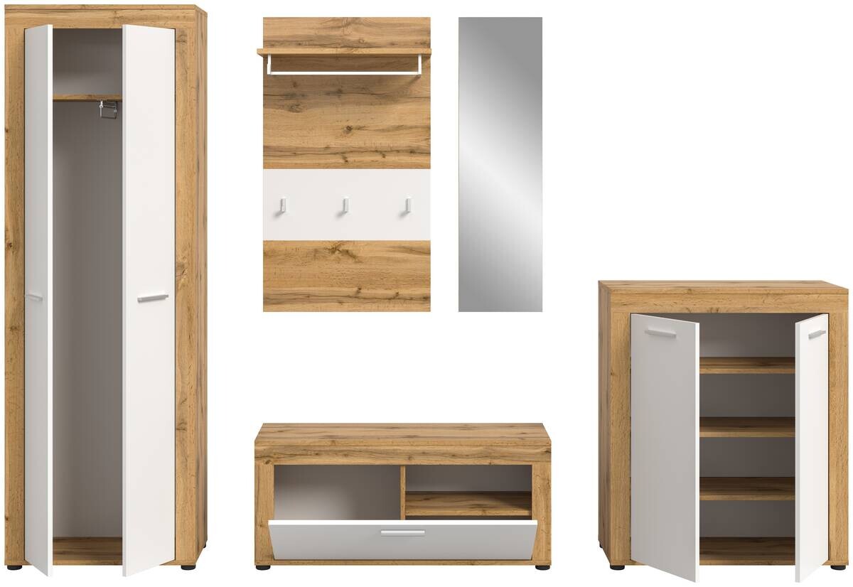 Garderobe JAM Eiche Wotan Nachbildung weiß B/H/T: ca. 185x191x35 cm