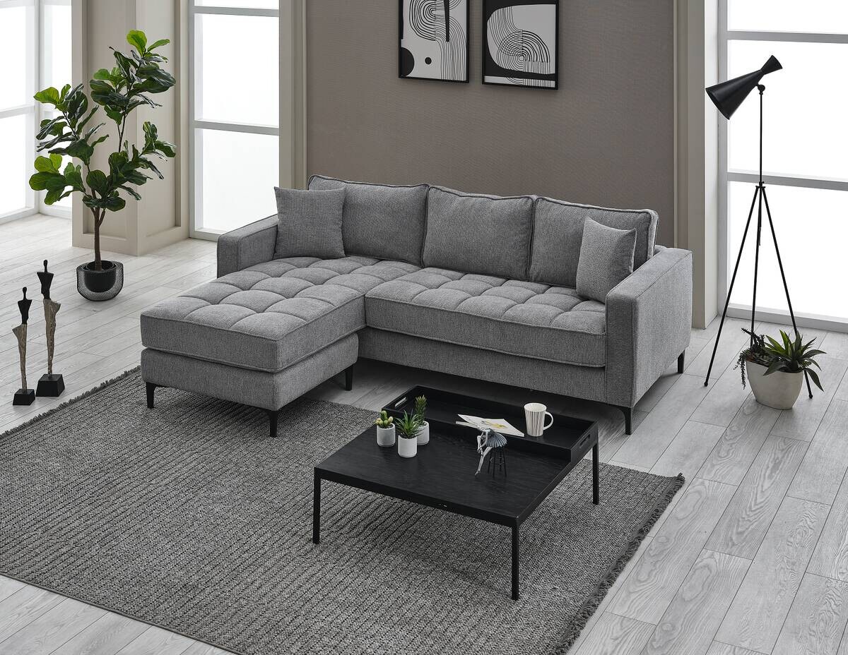 Ecksofa hellgrau Microfaser B/H/T: ca. 238x67x185 cm
