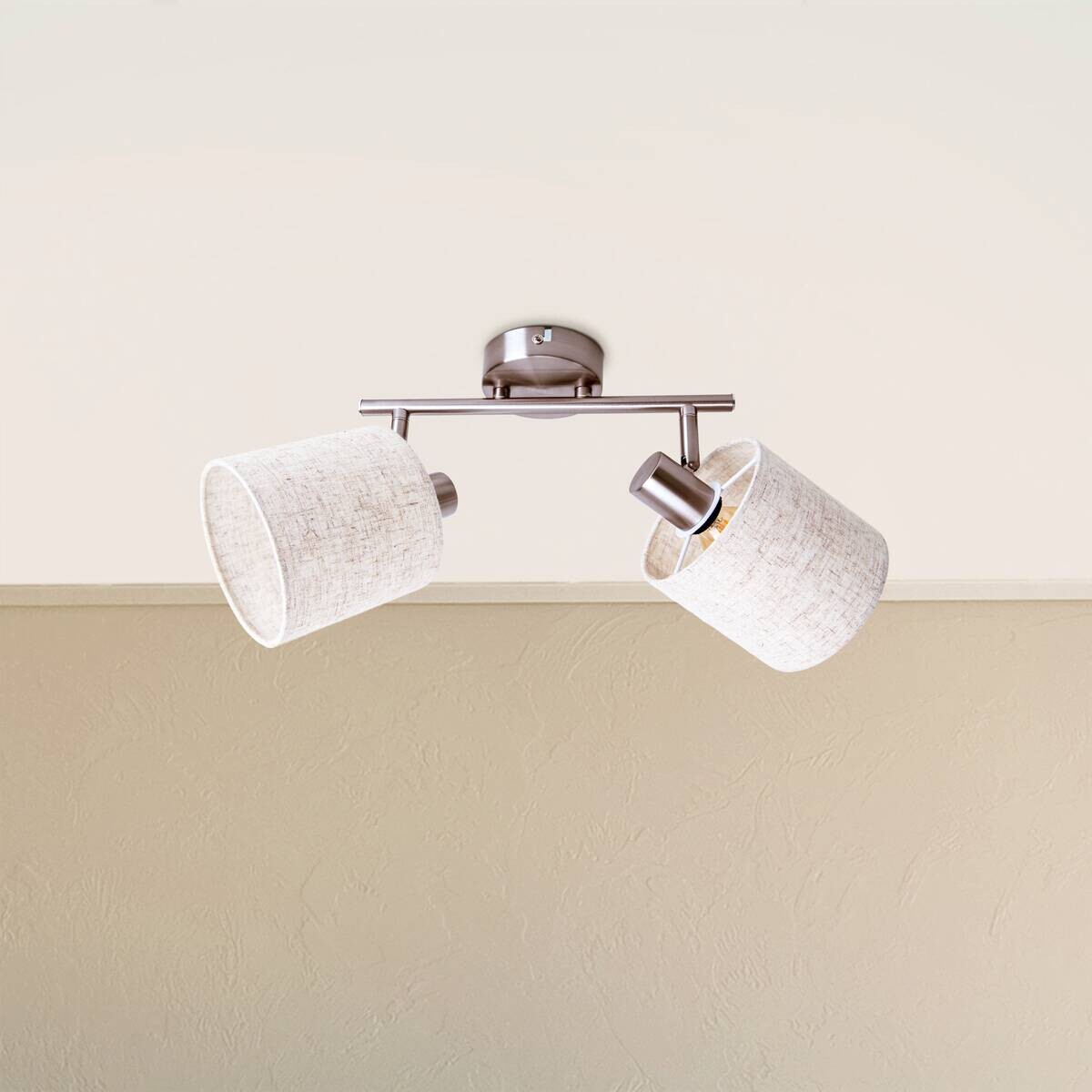 Näve Leuchten Spotleuchte 1386544 natur Metall Textil B/H/T: ca. 12x22x46 cm 2 Brennstellen