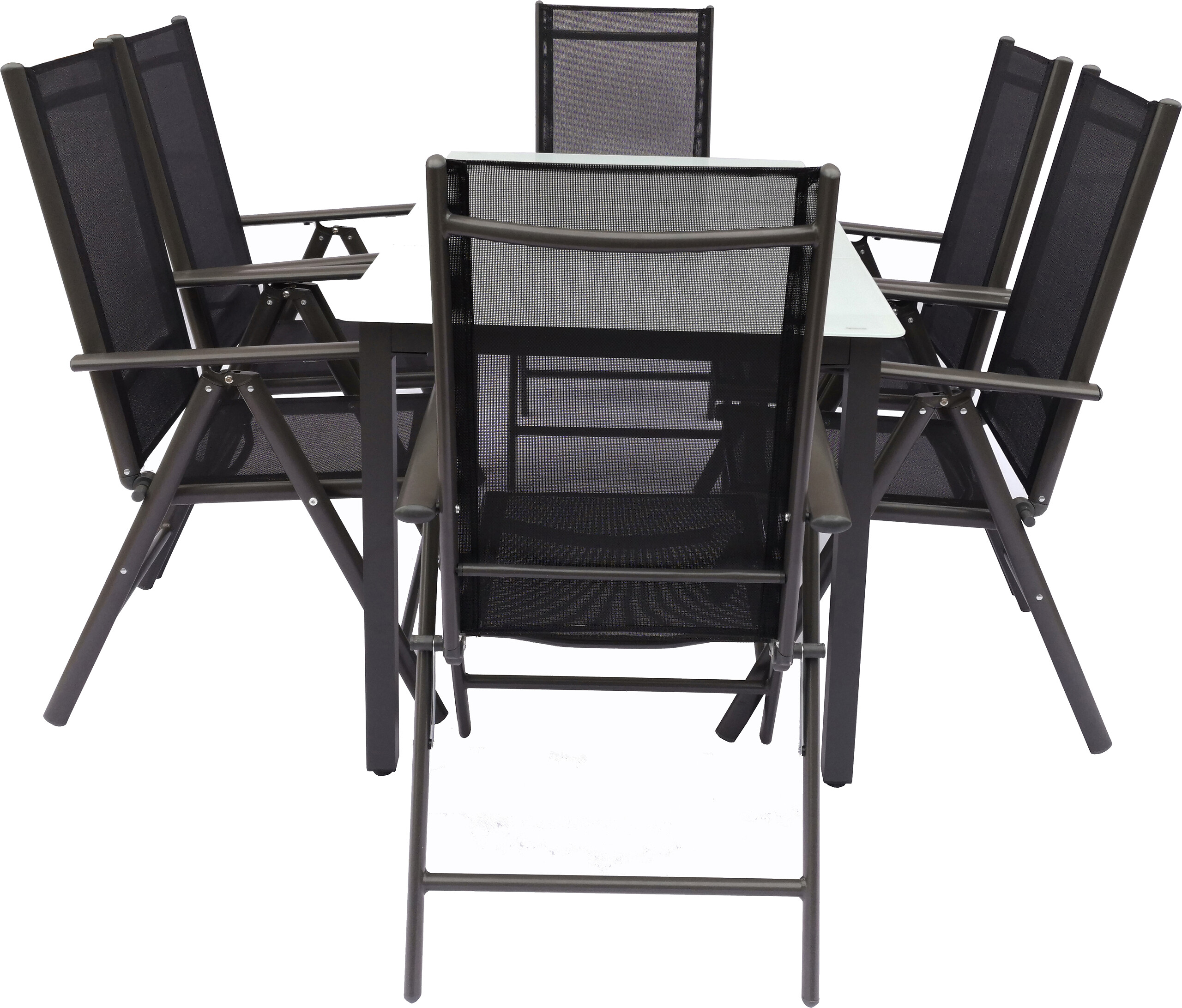 VCM Gartensitzgruppe anthrazit Stahl B/H/L: ca. 140x76x80 cm