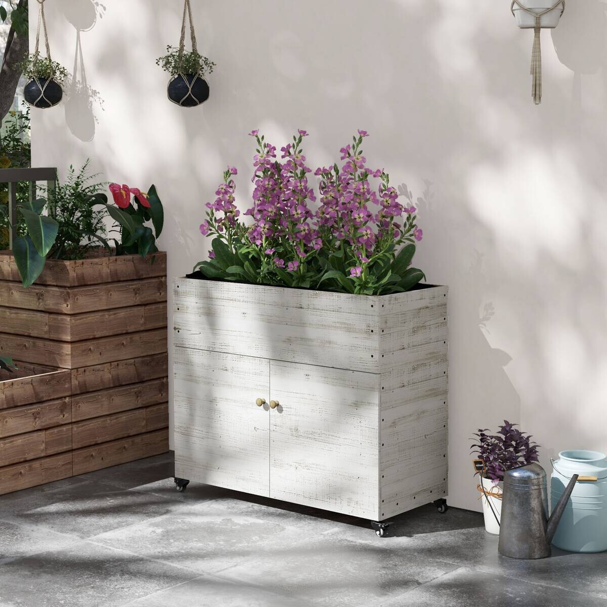 Outsunny Hochbeet weiß Holz B/H/L: ca. 50x110x95 cm