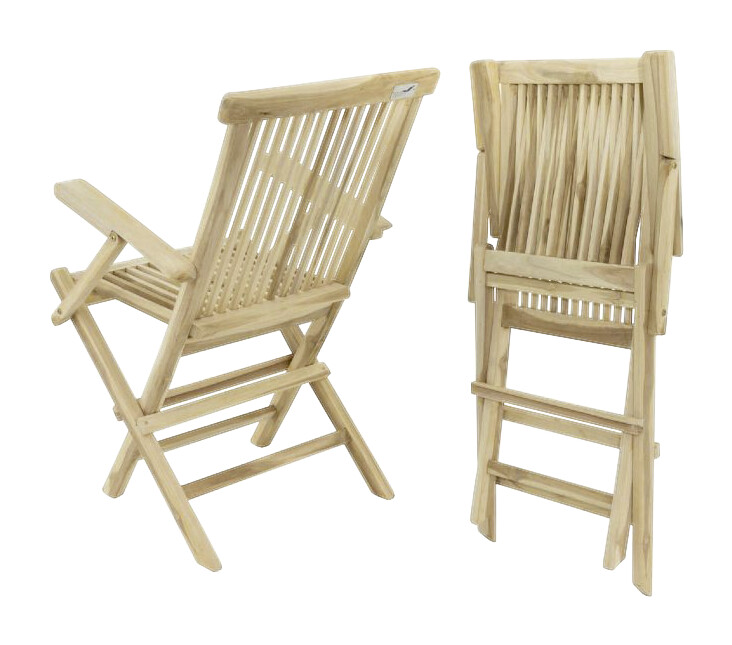 VCM Gartenstuhl 4er Set braun Teakholz B/H/T: ca. 57x89x62 cm