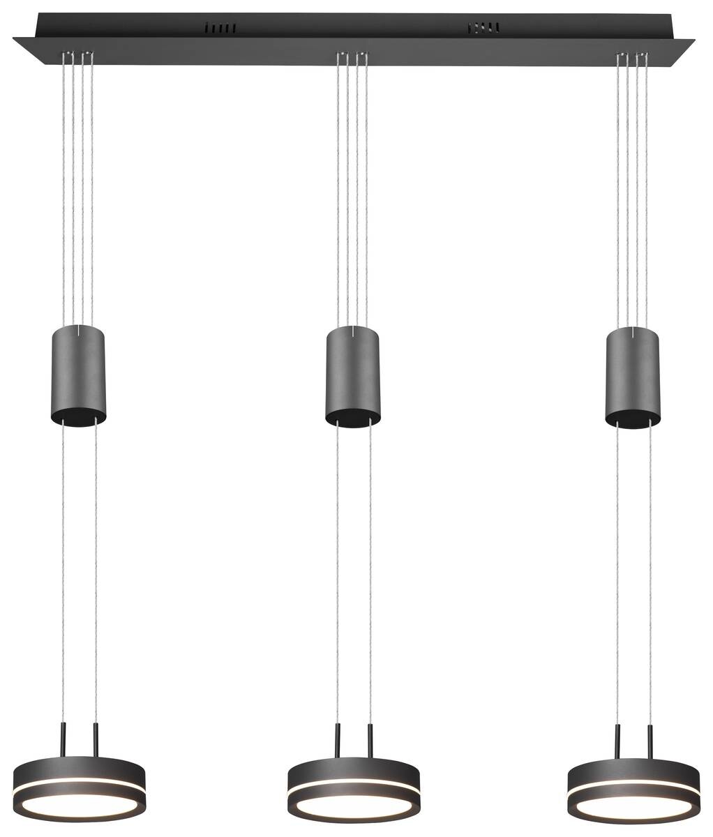 TRIO Pendelleuchte Franklin anthrazit Aluminium B/H/T: ca. 85x150x14 cm 3.0 Brennstellen