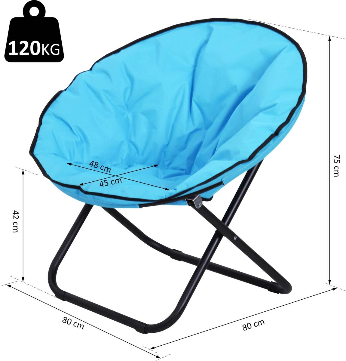 Outsunny Campingstuhl blau Kunststoff B/H/L: ca. 80x75x80 cm