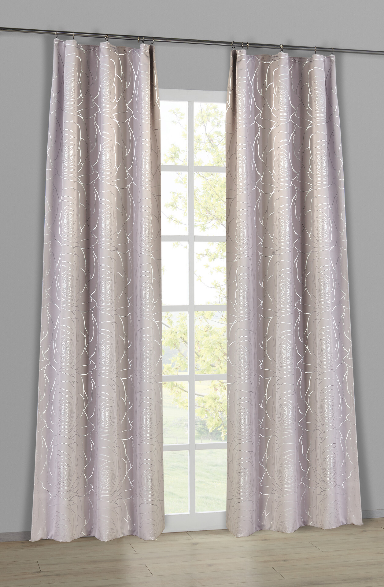 Home Essential Verdunklungsvorhang Roses silber B/L: ca. 140x245 cm