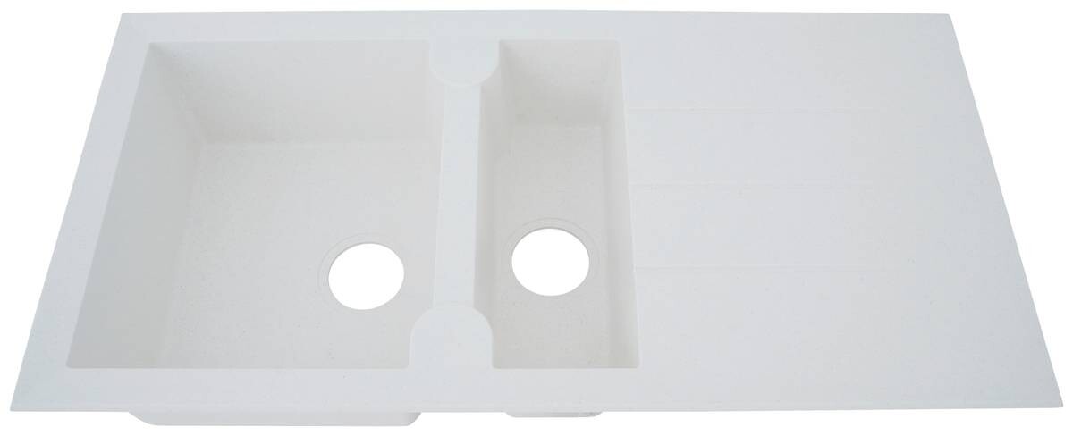 Respekta Einbauspüle Alineo 100 x 50 W weiß Quarzolite B/H/T: ca. 100x21x50 cm