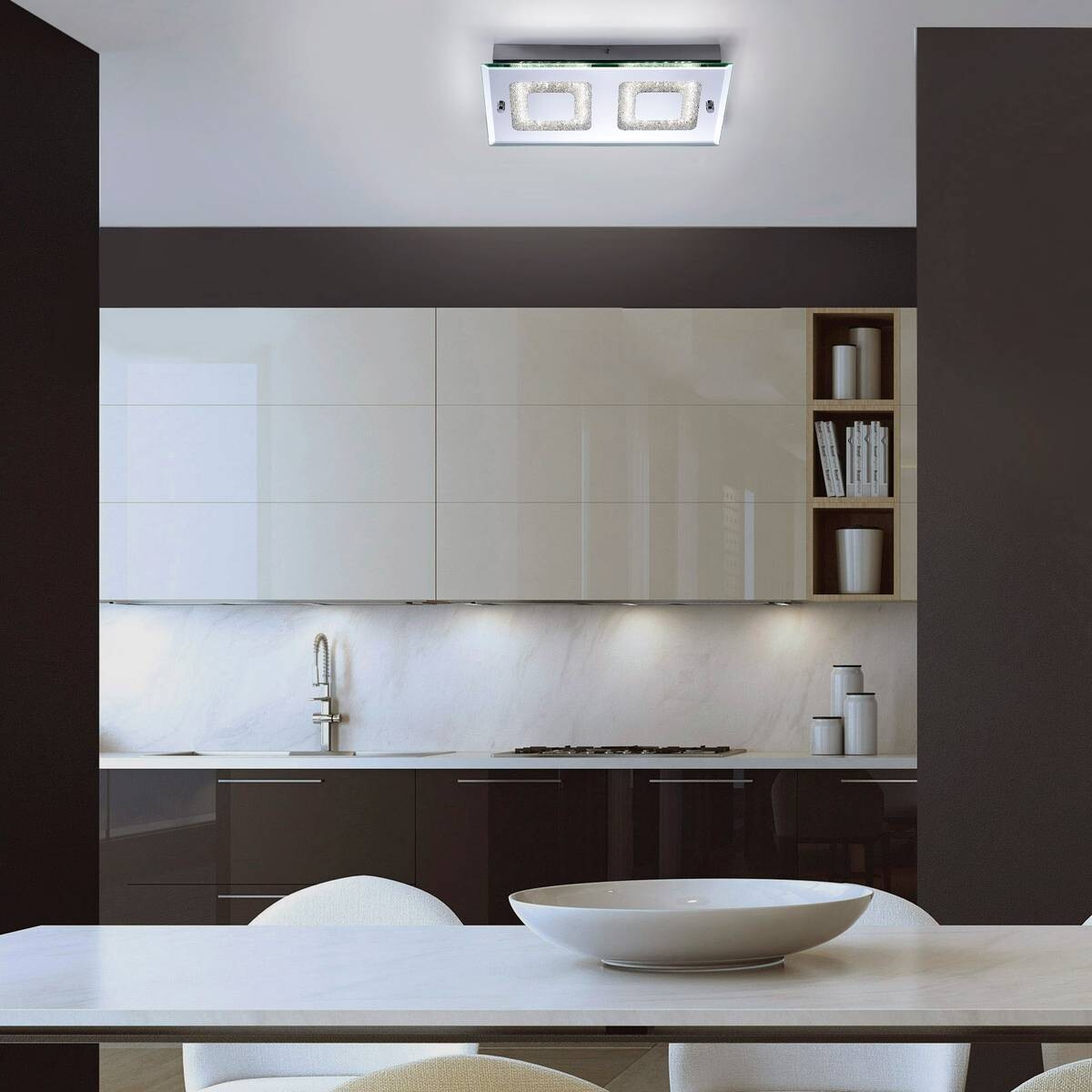 Just Light LED-Deckenleuchte LISA 11571-17 Chrom klar Glas Metall B/H/T: ca. 20x5,8x36 cm 2 Brennstellen