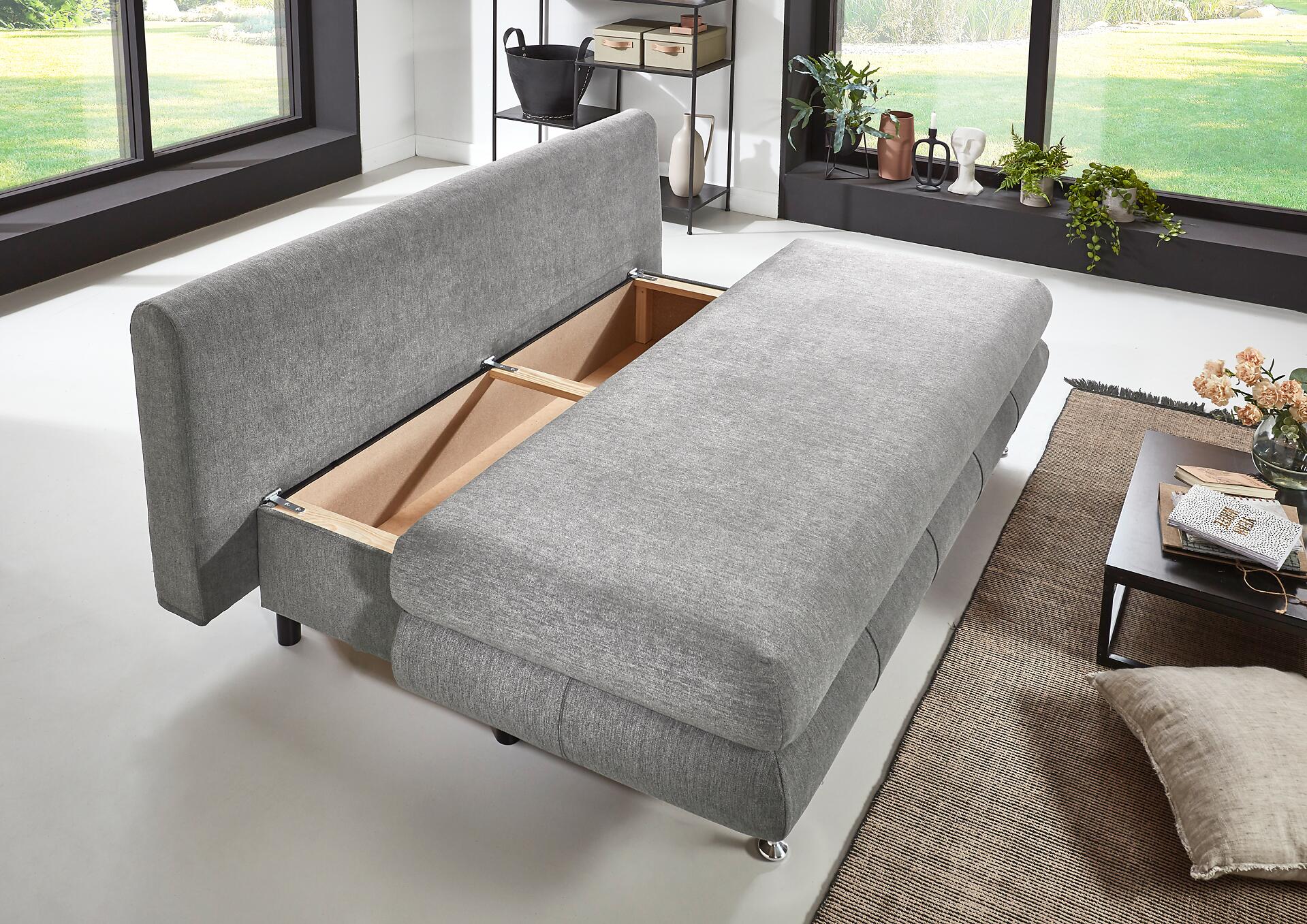 Schlafsofa Benfeld grau Microfaser B/H/T: ca. 190x93x92 cm