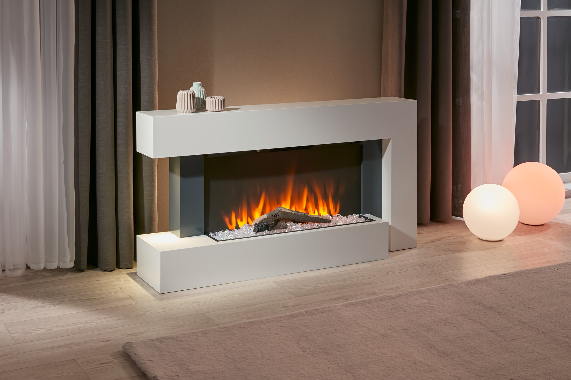 BHP Elektrischer-Kamin BG00678 weiß MDF Metall B/H/T: ca. 120x64x27 cm