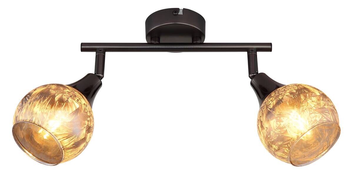 GLOBO Strahler schwarz Chrom Glas Metall B/H/L: ca. 11x26x16 cm E14 2 Brennstellen