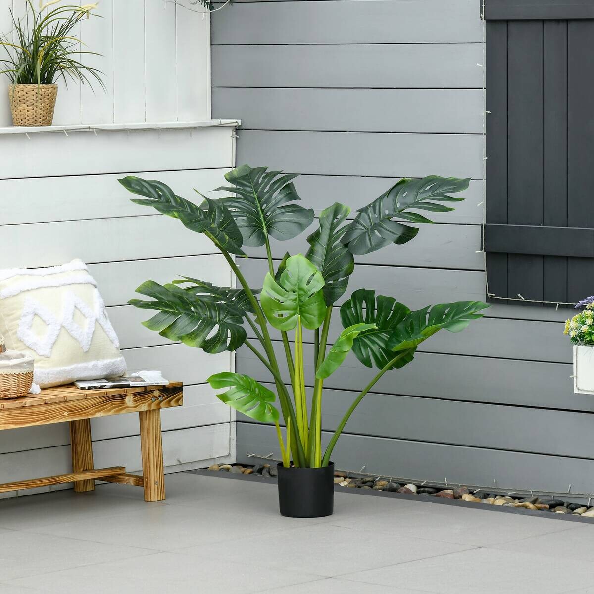 HOMCOM Kunstpflanze grün Polypropylen B/H/L: ca. 17x17x110 cm