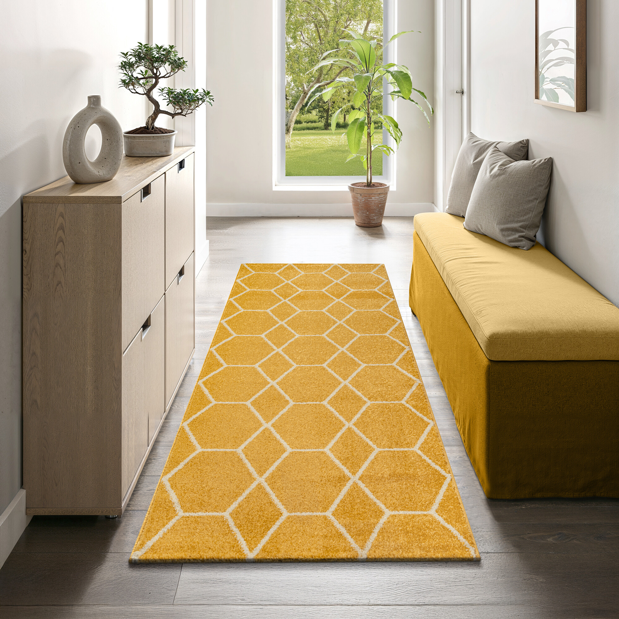 Sanat Teppich Trellis gelb B/L: ca. 80x200 cm