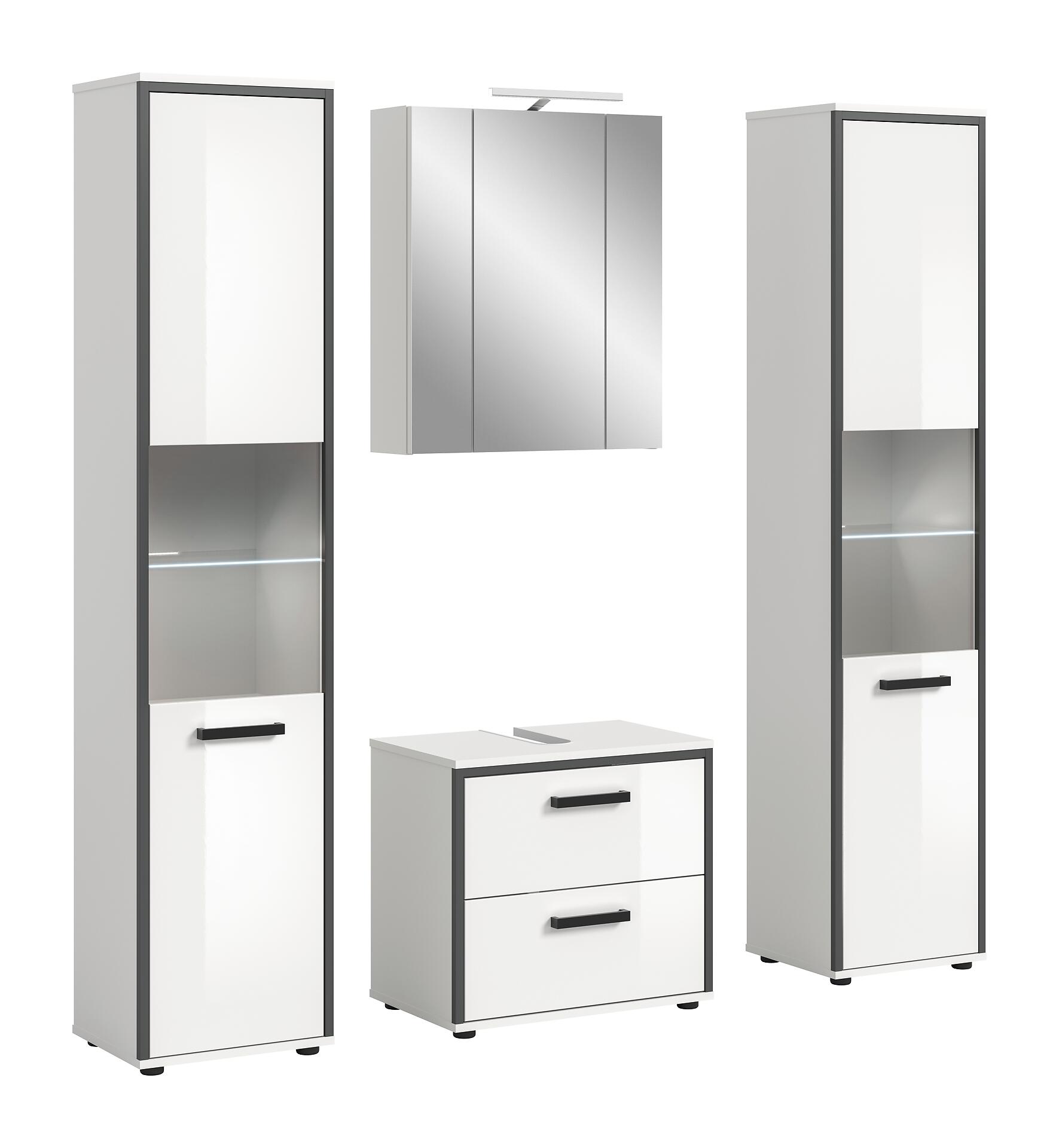 Badblock KOJAK weiß Hochglanz anthrazit grau B/H/T: ca. 171x188x37 cm