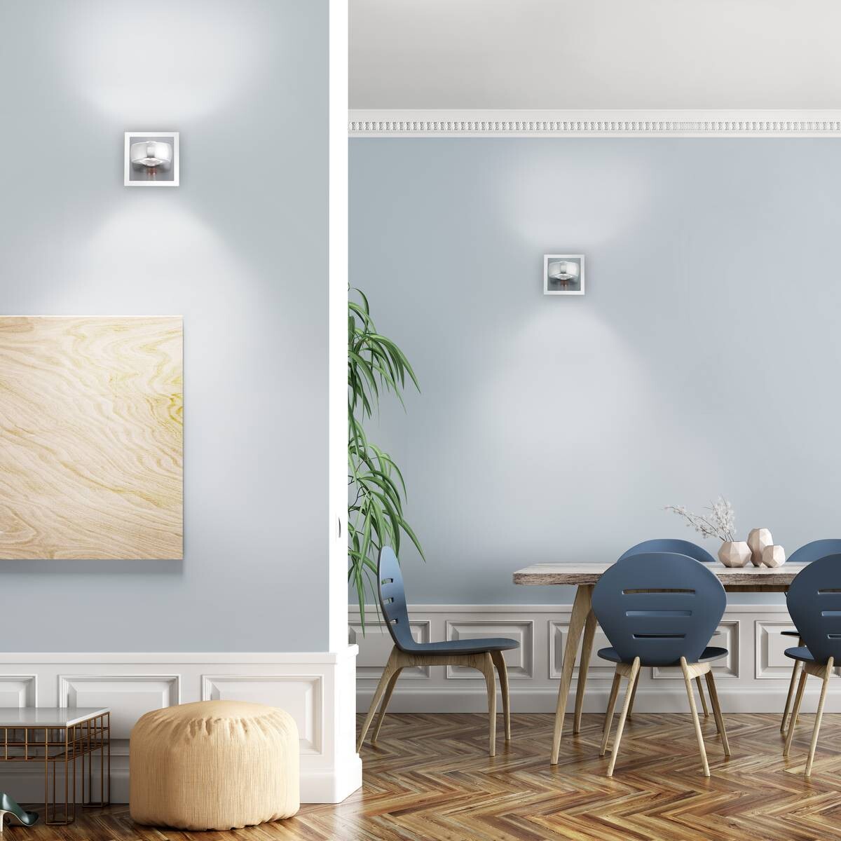 Just Light Smarte Wandleuchte 12471-55 stahlfarbig Chrom transparent Metall Kunststoff B/H/T: ca. 12x14x12 cm