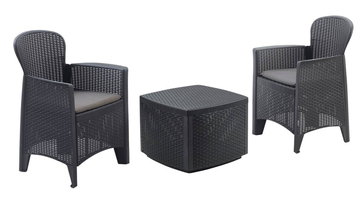 ProGarden Balkonset Three anthrazit Kunststoff