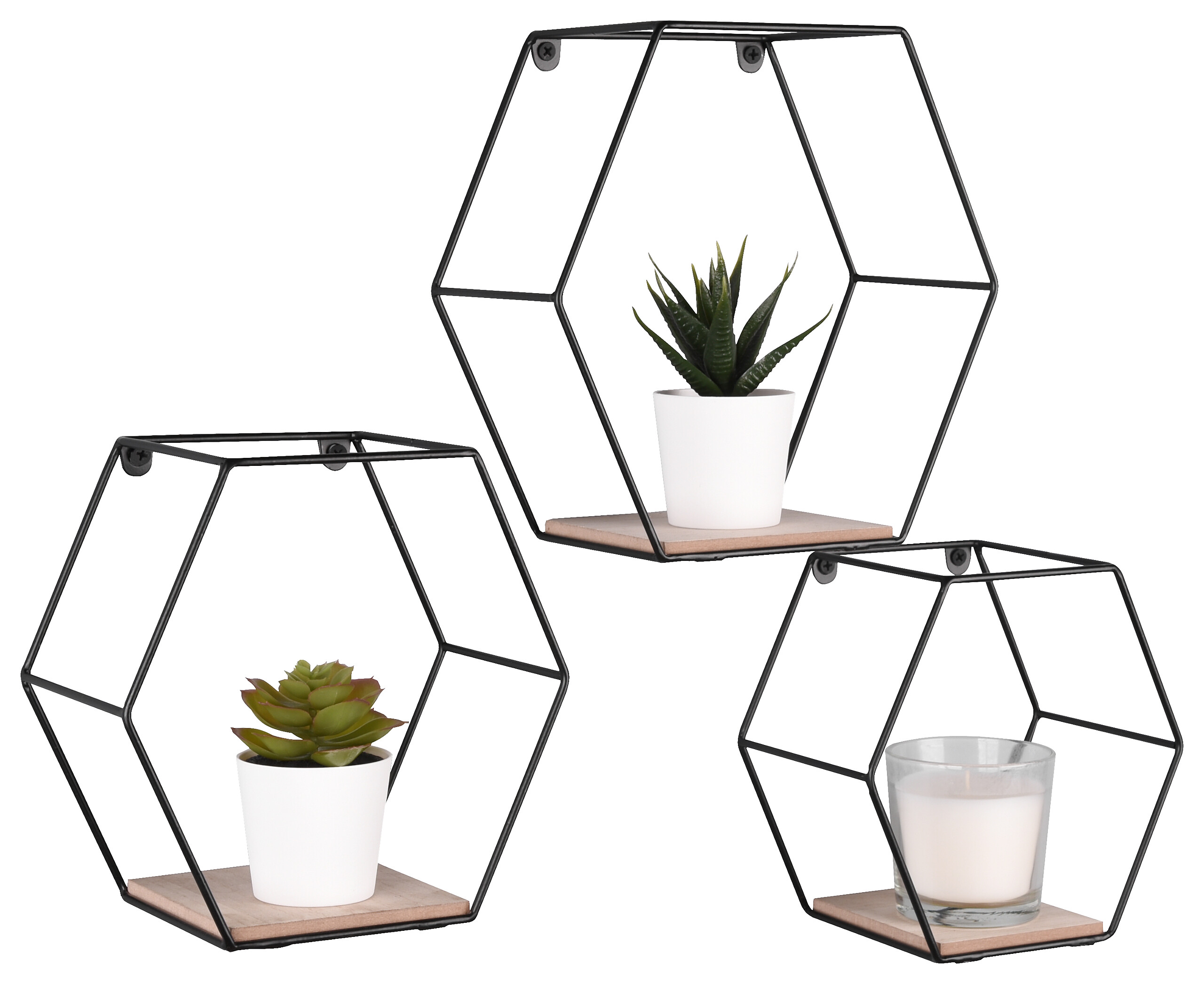 Wandregal CHIARA, 3-teilig schwarz B/H/T: ca. 22x22x11 cm