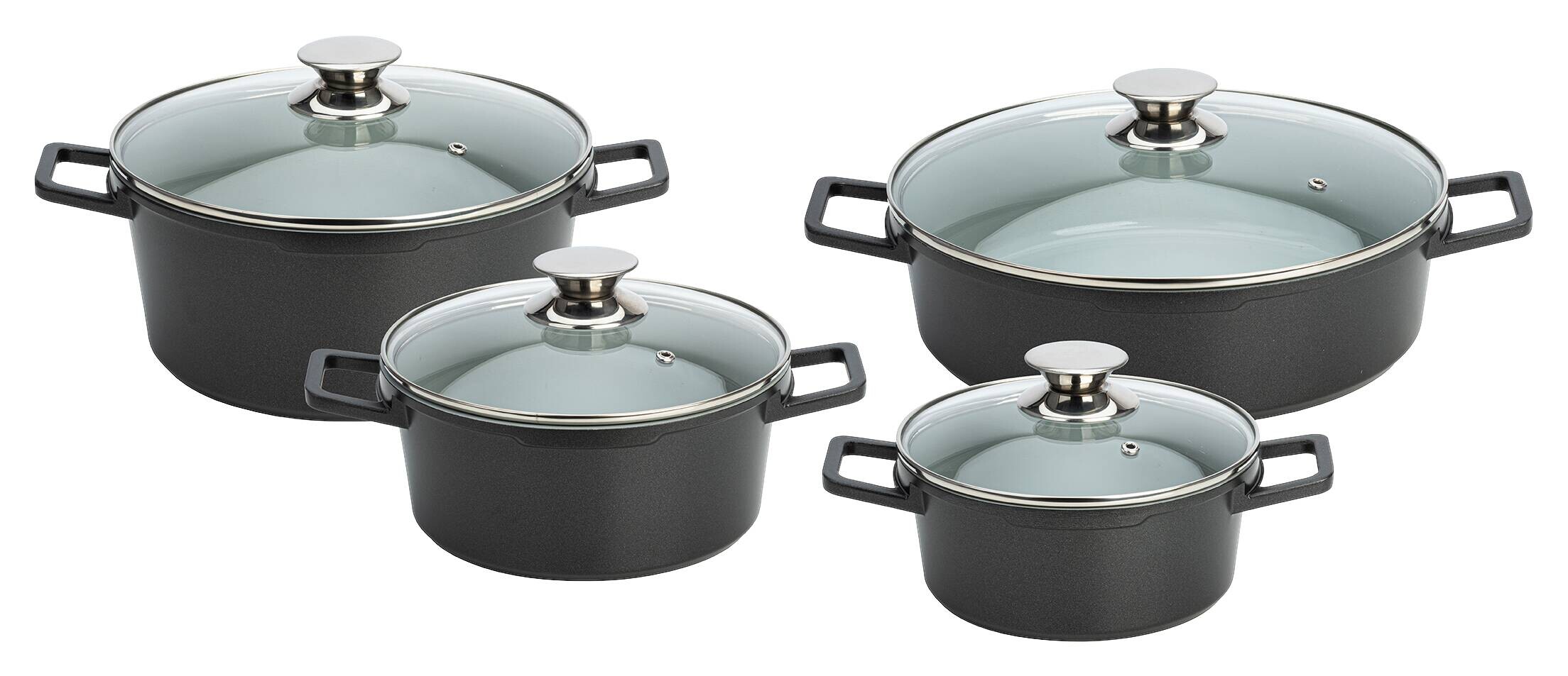 POCOline Topfset schwarz Aluminium 8 tlg.