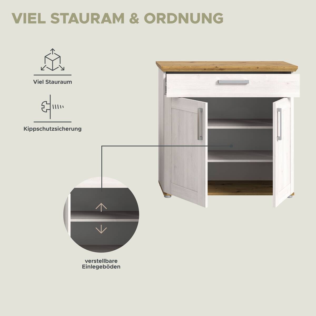 Garderobe Verona Sibiu Lärche Nachbildung Eiche Artisan Nachbildung B/H/T: ca. 190x196x39 cm