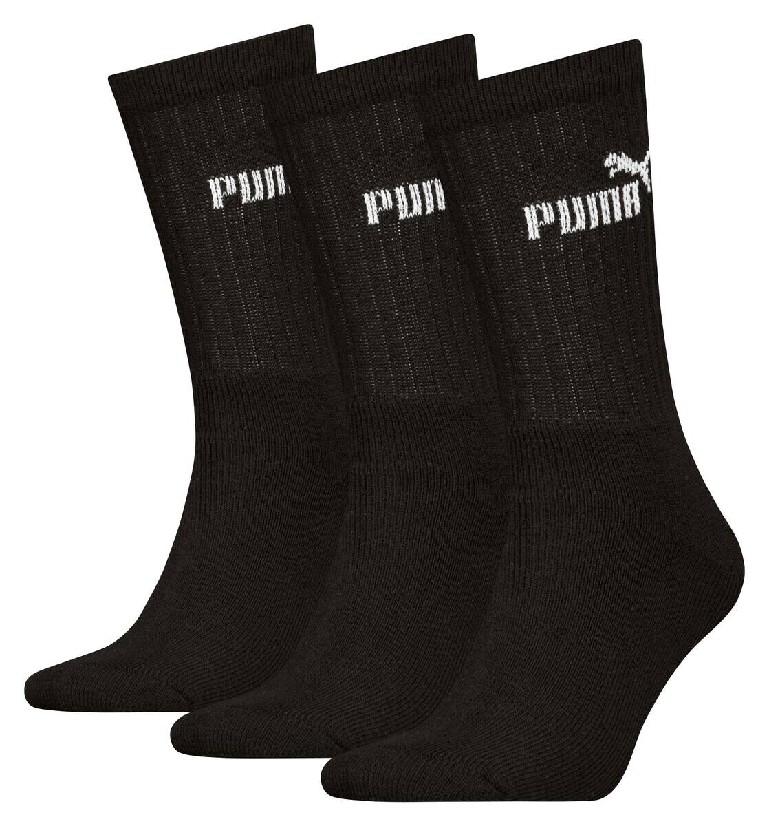 Puma Damen & Herren-Socken Puma schwarz 3 Packstücke Größe 35-38