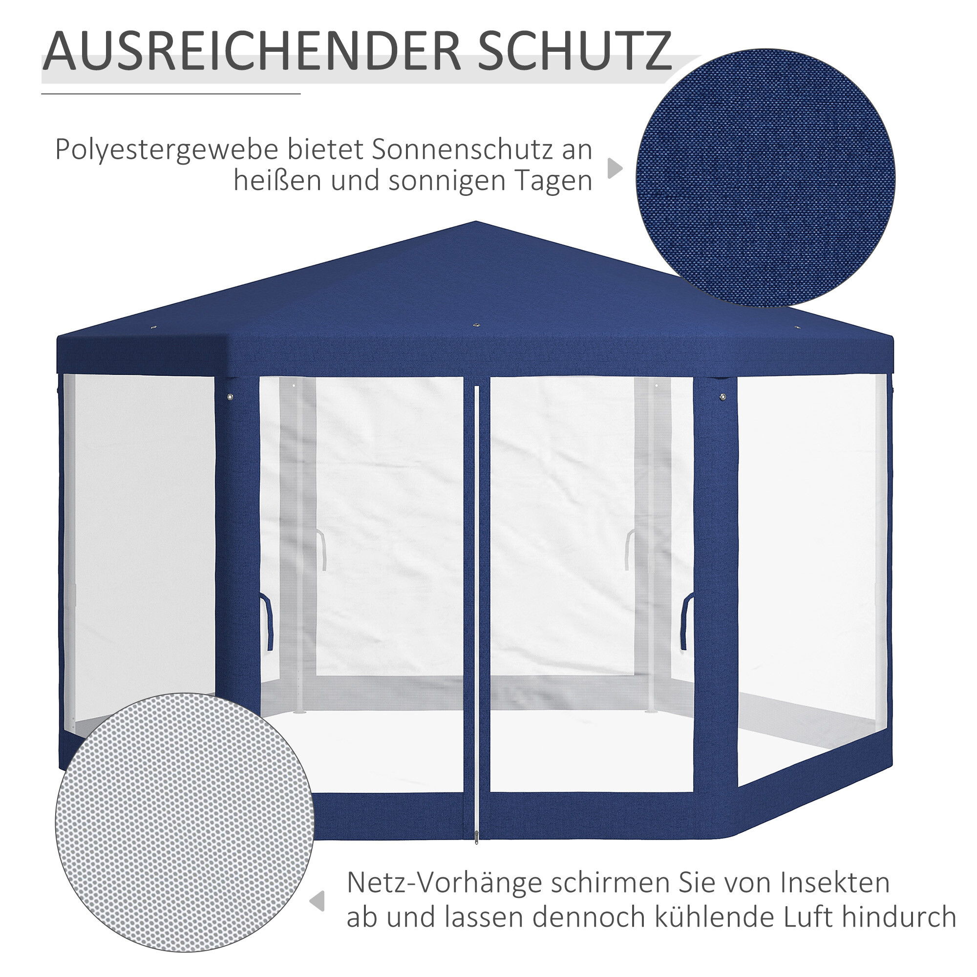 Outsunny Pavillon blau Polyester B/H/L: ca. 341,2x250x394 cm