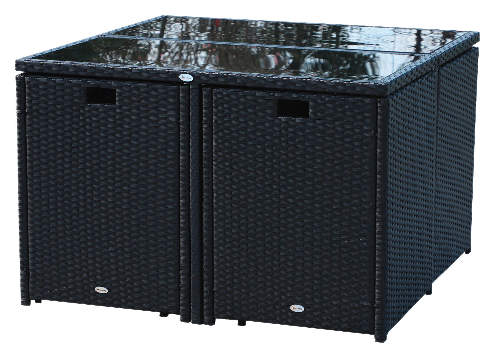 Outsunny Sitzgruppe schwarz Polyrattan