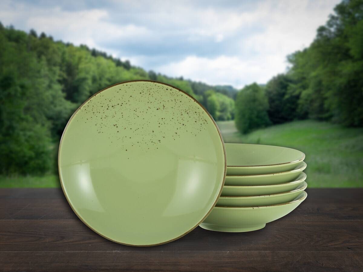 CreaTable Suppenteller NATURE COLLECTION grün Steinzeug D: ca. 22 cm